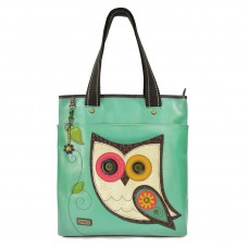 Zip Everyday Tote  - Colorful Owl (Teal)